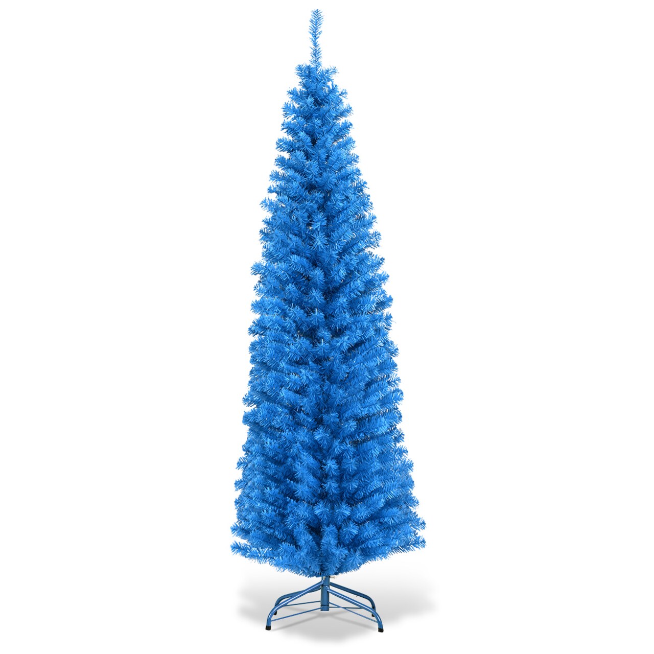 Costway 6FT Tinsel Tree Slim Pencil Christmas Tree Silver Champagne Goldblue